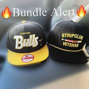 🔥SNAP PACK🔥 2 Snapbacks Chi Bulls & StripClub Veteran NWOT